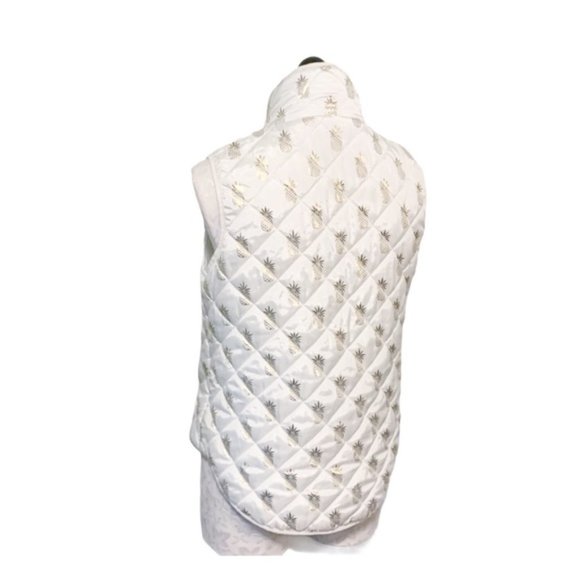 Simply Southern Puffer Vest Gold and White Pineapples Print Small - Picture 6 of 9